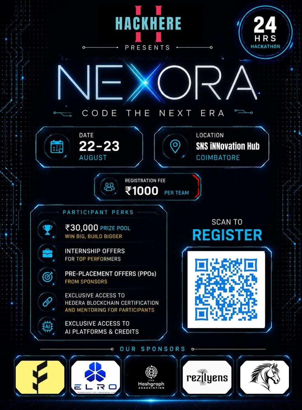 NEXORA Registration Event Poster